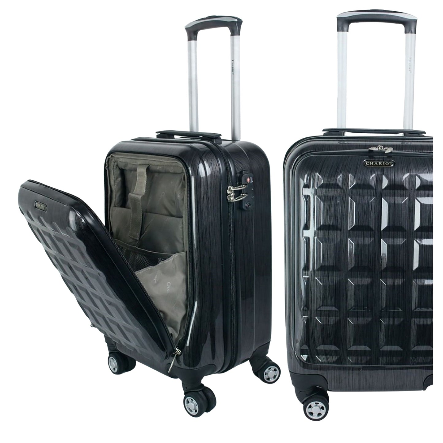 Chariot Duro 20-inch Carry-On Spinner Luggage with Laptop Pocket - Grey