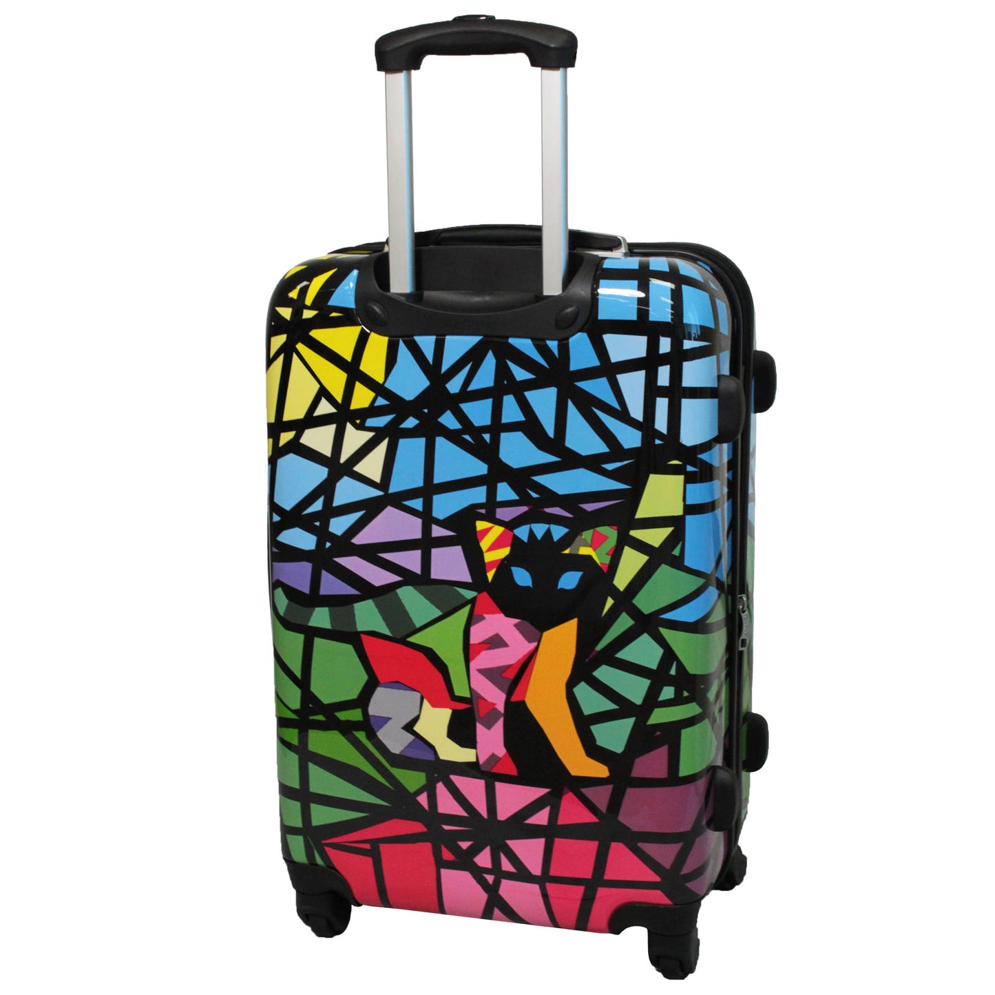 Chariot Cat Stained Glass Art 3-Piece Hardside Lightweight Spinner Luggage Set